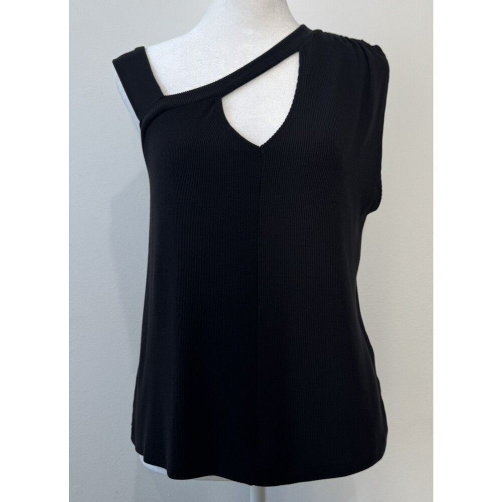 NWT 88$ LNA Top Size M Black Ribbed Cut Out Sleeveless Tank Rayon